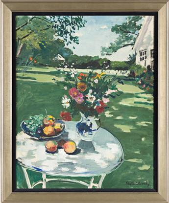 NICOLAI CIKOVSKY Summer Garden Still Life with Flowers and Fruit.